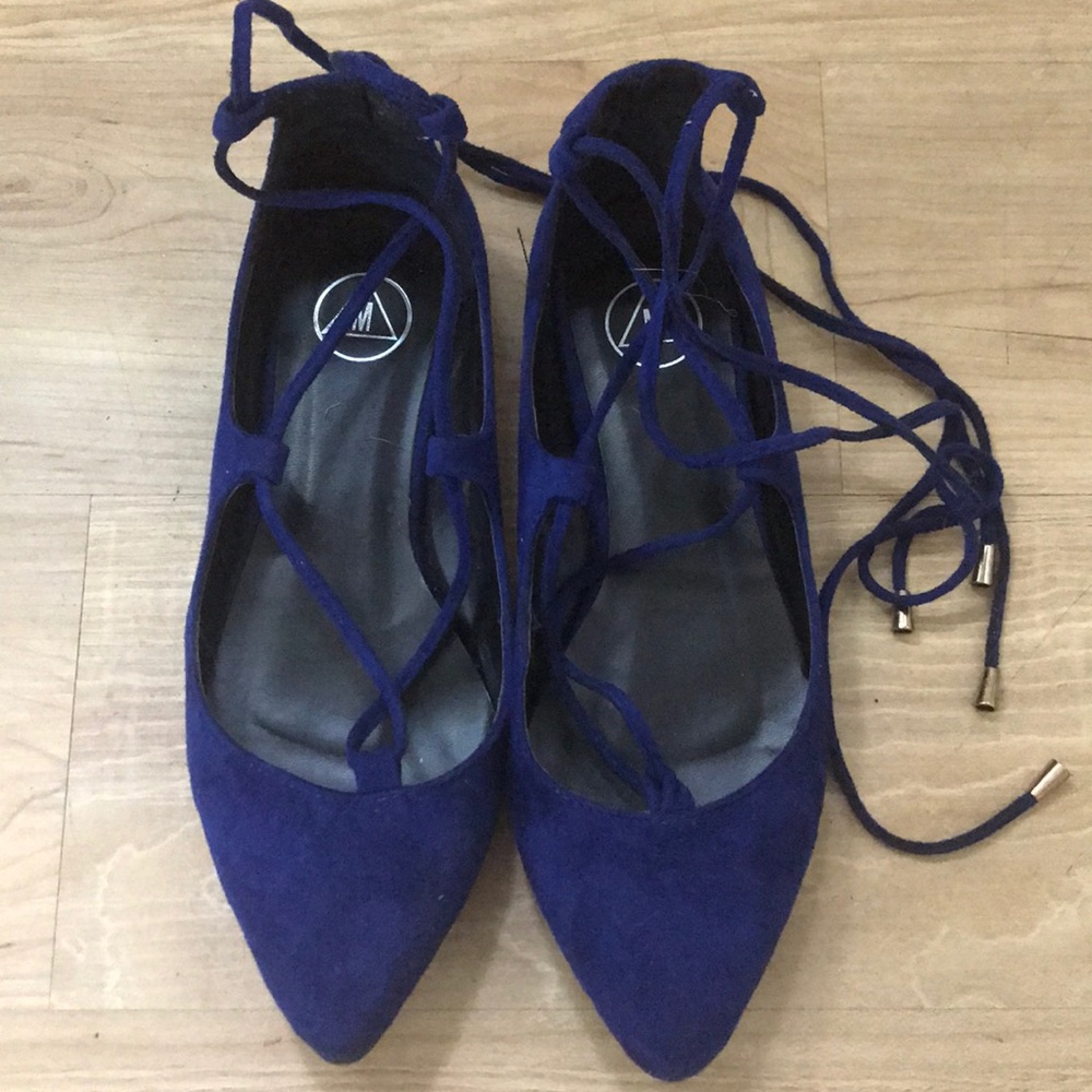 Missguided Lace Up Pointed Flats size 7.5